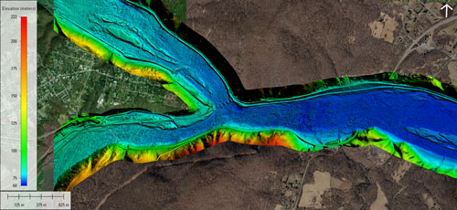 Digital elevation model of the confluence of the Potomac and Shenandoah Rivers